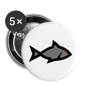 Poisson - Lot de 5 grands badges (56 mm) - blanc - Devant