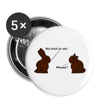 schokohasen - Buttons groß 56 mm (5er Pack) - Weiß - Vorne