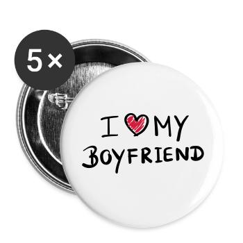 i love my boyfriend - design - Buttons groß 56 mm (5er Pack) - Weiß - Vorne