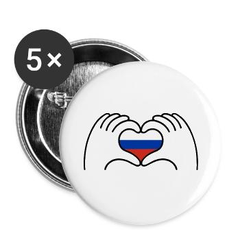 Coeur Russie - Lot de 5 grands badges (56 mm) - blanc - Devant