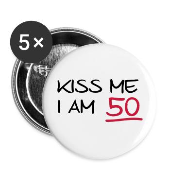 kiss me i am 50 birthday (uk) - Buttons large 2.2''/56 mm (5-pack) - white - Front