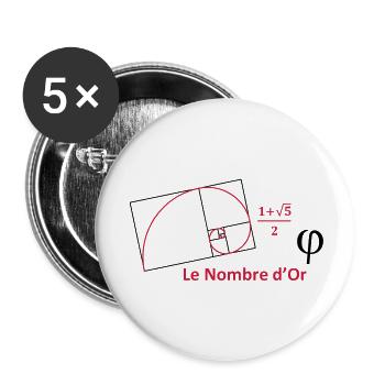 nombre_dor - Lot de 5 grands badges (56 mm) - blanc - Devant