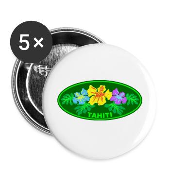 tahiti Hibiskus - Buttons groß 56 mm (5er Pack) - Weiß - Vorne