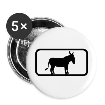 button sport logo cool esel pferd pony klein packe - Buttons groß 56 mm (5er Pack) - Weiß - Vorne