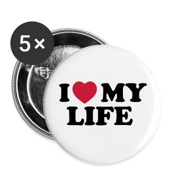 i_love_my_life - Lot de 5 grands badges (56 mm) - blanc - Devant