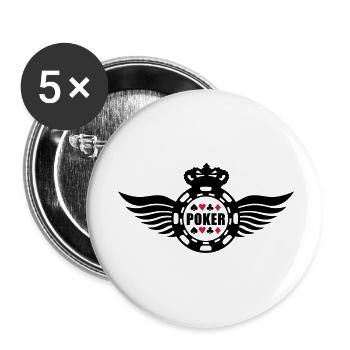 poker_king_wings_f2 - Buttons groß 56 mm (5er Pack) - Weiß - Vorne