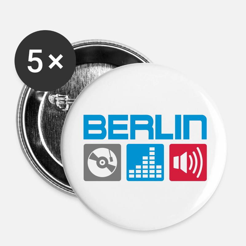 Berlin DJ - Buttons large 2.2''/56 mm (5-pack) - white