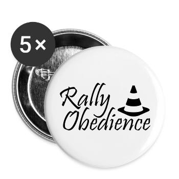 Rally Obedience - Buttons groß 56 mm (5er Pack) - Weiß - Vorne