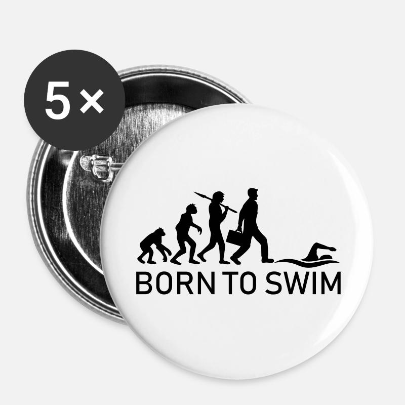 born to swim evolution born to - Buttons large 2.2''/56 mm (5-pack) - white