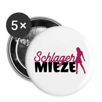 Schlager Mieze Lustiges Motiv Fans - Buttons groß 56 mm (5er Pack) - Weiß - Vorne