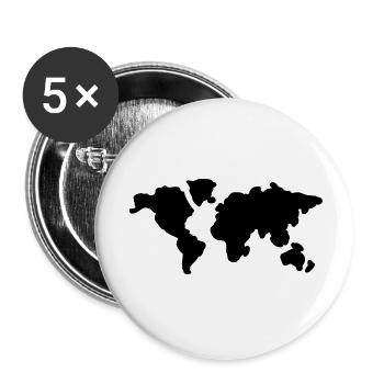 welt_karte__f1 - Buttons groß 56 mm (5er Pack) - Weiß - Vorne