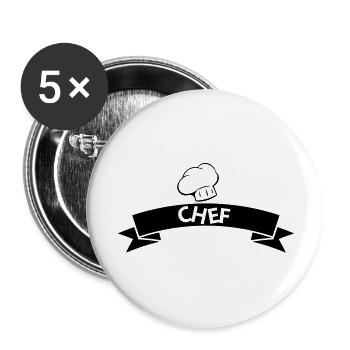 Chef - Buttons groß 56 mm (5er Pack) - Weiß - Vorne