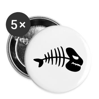 fish_dead_bone_jq1 - Buttons large 2.2''/56 mm (5-pack) - white - Front