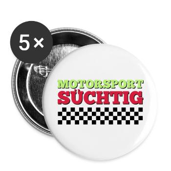 Motorsport Süchtig - Buttons groß 56 mm (5er Pack) - Weiß - Vorne