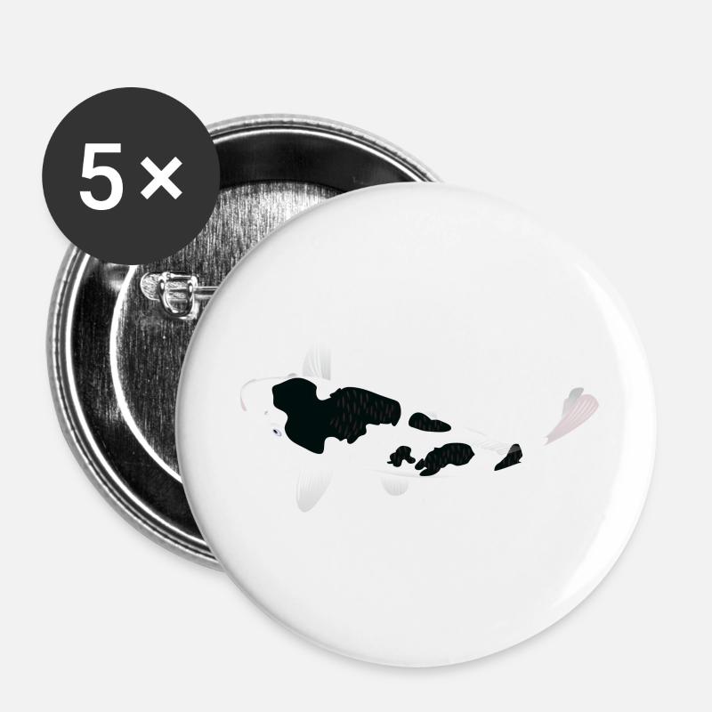 Koi Carp - White and Black - Buttons large 2.2''/56 mm (5-pack) - white