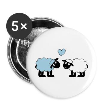 mouton joyeusement amoureux mouton mouton cœur d’agneau - Lot de 5 grands badges (56 mm) - blanc - Devant
