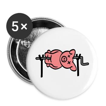 Pig Barbecue - Lot de 5 grands badges (56 mm) - blanc - Devant