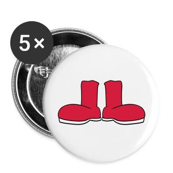 2 chaussures bottes mettant des vêtements chaussures - Lot de 5 grands badges (56 mm) - blanc - Devant