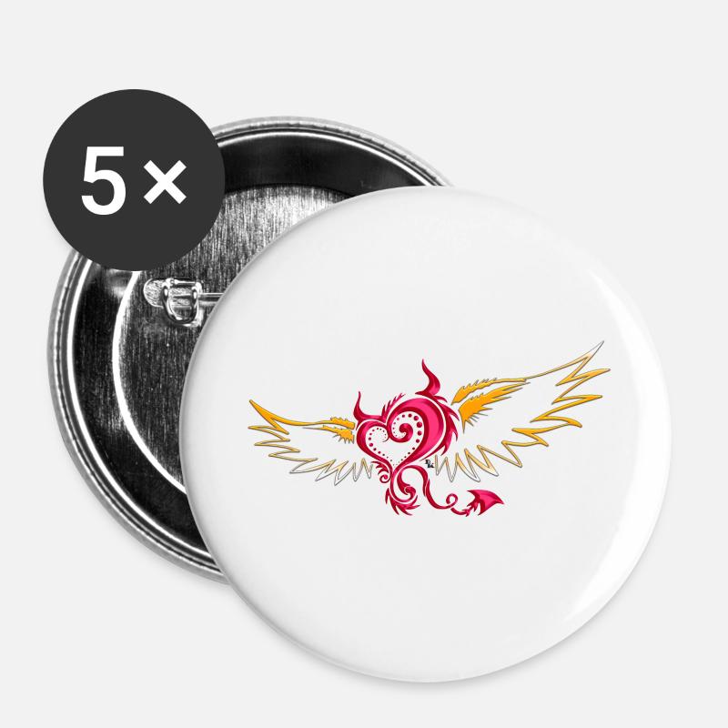 flying devil 001 by DK - Lot de 5 grands badges (56 mm) - blanc