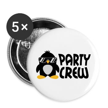Party Crew Penguin - Lot de 5 grands badges (56 mm) - blanc - Devant