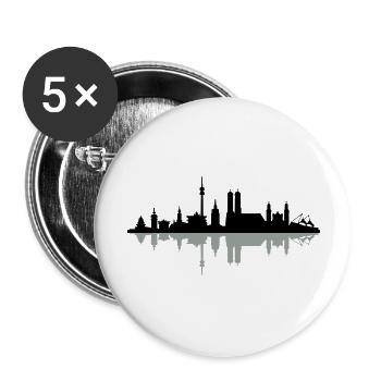 Skyline München Spiegelung - Buttons groß 56 mm (5er Pack) - Weiß - Vorne