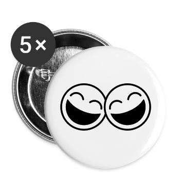 Laughing Smileys - Buttons large 2.2''/56 mm (5-pack) - white - Front