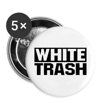White Trash - Buttons groß 56 mm (5er Pack) - Weiß - Vorne