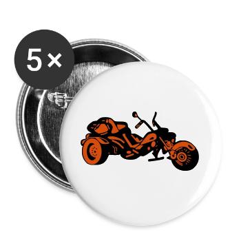 Chopper Inferno – Comic Style Trike - Buttons groß 56 mm (5er Pack) - Weiß - Vorne