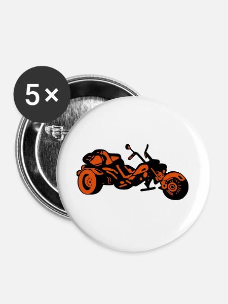 Chopper Inferno – Comic Style Trike - Buttons groß 56 mm (5er Pack) - Weiß