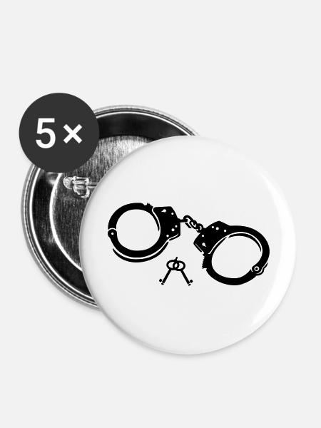 Handschellen - Buttons groß 56 mm (5er Pack) - Weiß