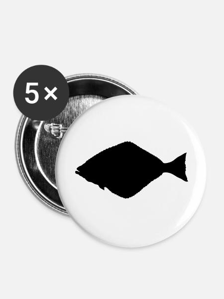 Heilbutt II - Buttons groß 56 mm (5er Pack) - Weiß