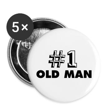 number one old man - Lot de 5 grands badges (56 mm) - blanc - Devant