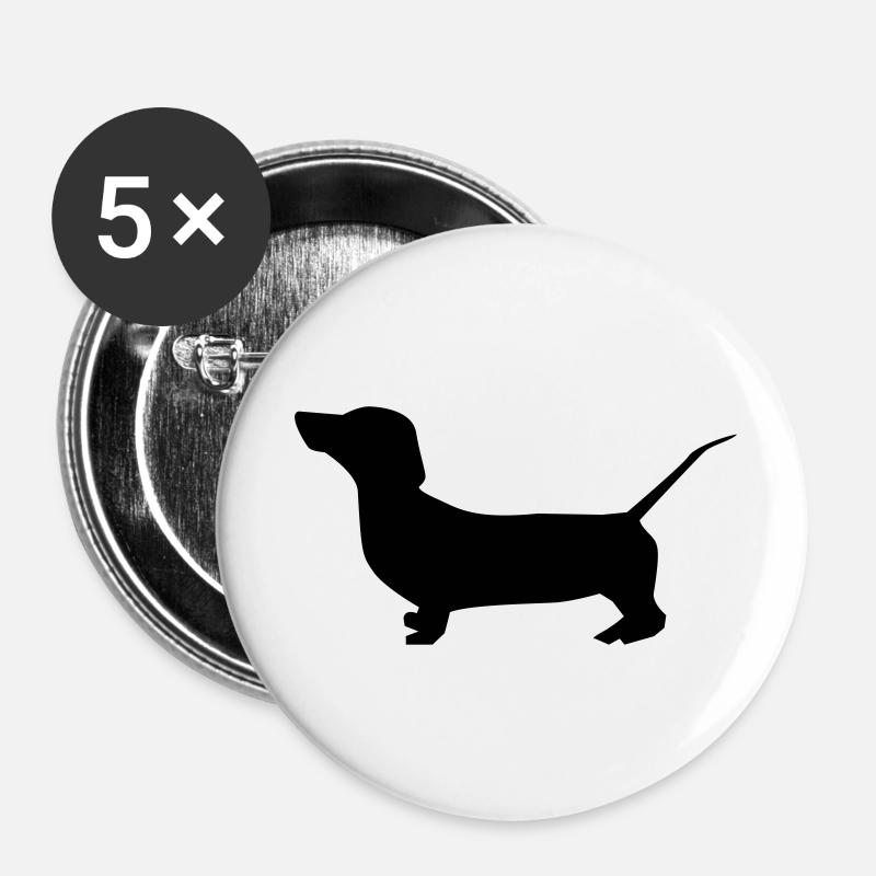 dog dachshund dog - Buttons large 2.2''/56 mm (5-pack) - white