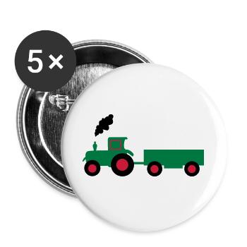 tracteur anhaenger - Lot de 5 grands badges (56 mm) - blanc - Devant