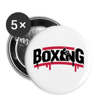 boxing_1_f2 - Buttons groß 56 mm (5er Pack) - Weiß - Vorne