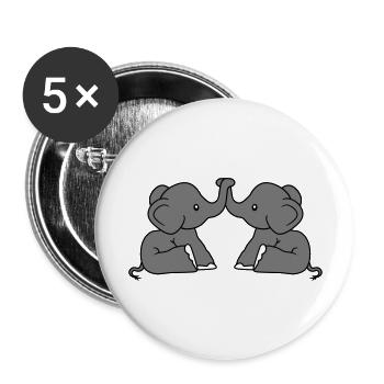 Süße 2 Elefanten Freunde Team Zwei Rüssel Paar - Buttons groß 56 mm (5er Pack) - Weiß - Vorne