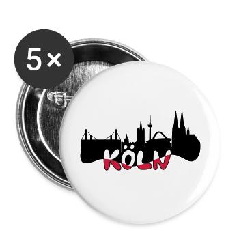Skyline Köln - Buttons groß 56 mm (5er Pack) - Weiß - Vorne