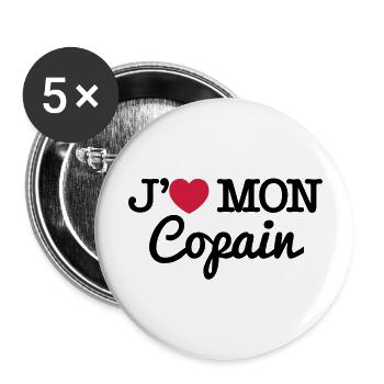 J'aime mon copain - Lot de 5 grands badges (56 mm) - blanc - Devant