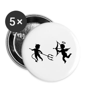 A little devil and a little angel - Buttons large 2.2''/56 mm (5-pack) - white - Front