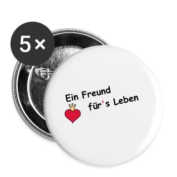 Ein Freund fürs Leben Französische Bulldogge - Buttons groß 56 mm (5er Pack) - Weiß - Vorne