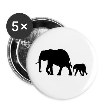 Elefanten - Buttons groß 56 mm (5er Pack) - Weiß - Vorne