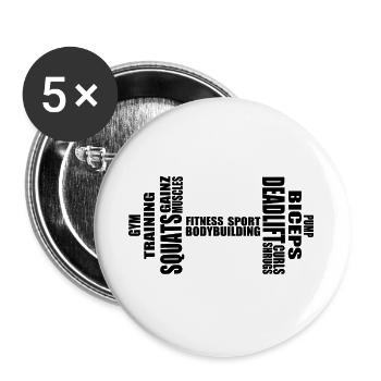 Fitness Hantel - Buttons groß 56 mm (5er Pack) - Weiß - Vorne
