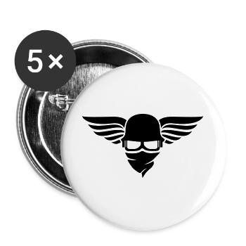 Motorcycle helmet with wing, biker helmet and biker glasses - Buttons large 2.2''/56 mm (5-pack) - white - Front