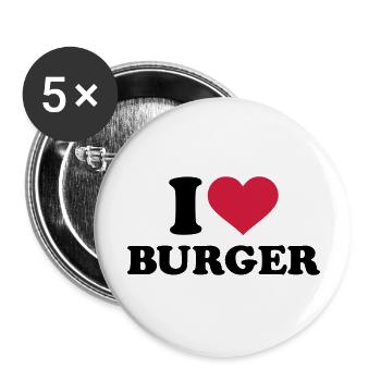 I love Burger - Buttons large 2.2''/56 mm (5-pack) - white - Front