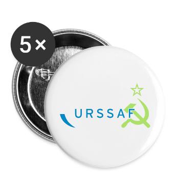 Logo URSS/ URSSAF Vert & Bleu - Lot de 5 grands badges (56 mm) - blanc - Devant