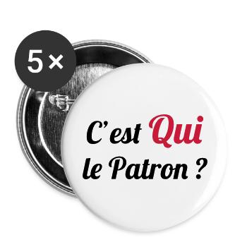 c'est QUI le Patron ? - Buttons large 2.2''/56 mm (5-pack) - white - Front