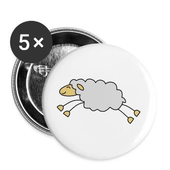 springendes schaf schäfer - Buttons groß 56 mm (5er Pack) - Weiß - Vorne