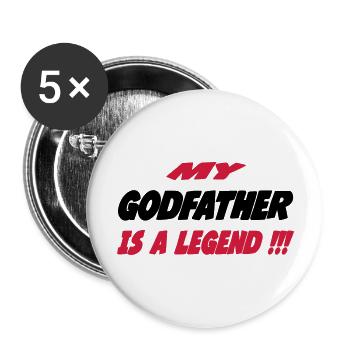 My godfather is a legend !!! 111 - Buttons groß 56 mm (5er Pack) - Weiß - Vorne