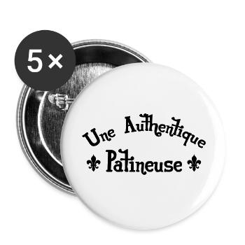 Patinage / Patineur / Patinoire / Sport / Glace - Lot de 5 grands badges (56 mm) - blanc - Devant