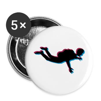 3d fallschirmspringer silhouette absturz fliegen f - Buttons groß 56 mm (5er Pack) - Weiß - Vorne